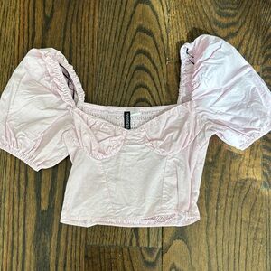 H&M Light Pink Puff Sleeve Blouse